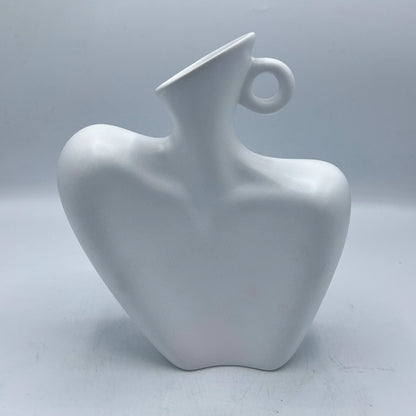 Vase Sculptural Design Abstrait – Buste en Céramique Blanche
