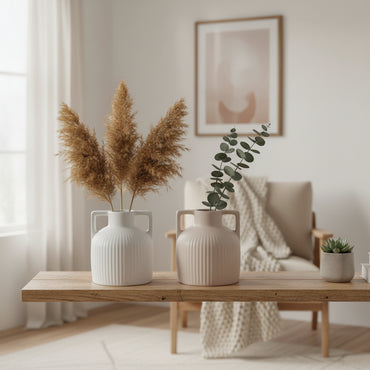 Vase Amphore en Céramique Striée – Design Rustique Chic