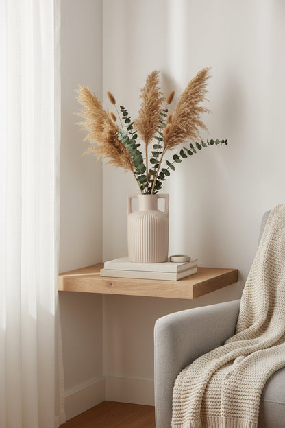 Vase Amphore Contemporain en Céramique Striée – Beige Nude