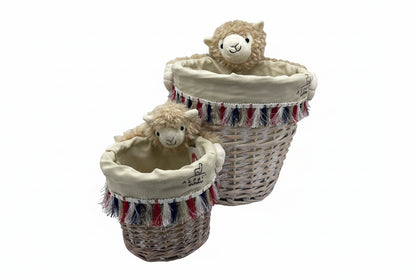 Panier de Rangement Osier & Peluche Alpaga – Déco Chambre Enfant