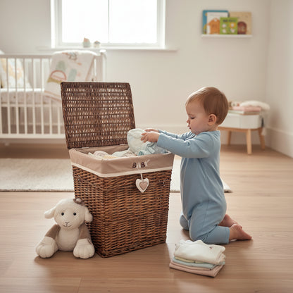 Panier de Rangement Bébé en Osier & Peluche Mouton