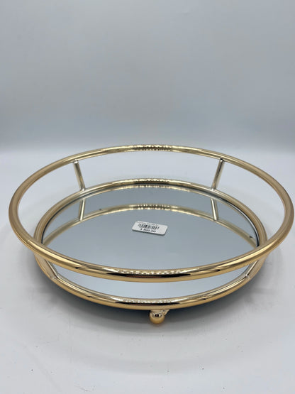 Plateau Décoratif Rond Miroir & Métal Doré