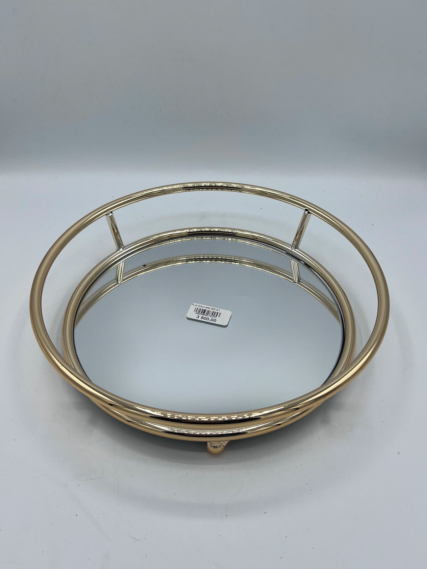 Plateau Décoratif Rond Miroir & Métal Doré