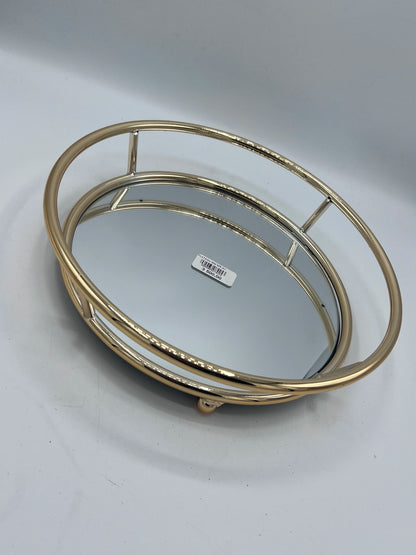 Plateau Décoratif Rond Miroir & Métal Doré