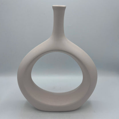 Vase Donut Sculptural à Col Fin – Céramique Mate Minimaliste