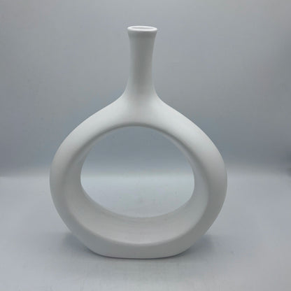 Vase Donut Sculptural à Col Fin – Céramique Mate Minimaliste