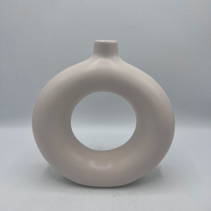 Vase Sculptural Donut à Col Court – Céramique Mate Minimaliste