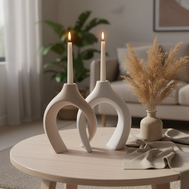 Duo de Vases Entrelacés en Céramique Mate – Design Minimaliste Abstrait