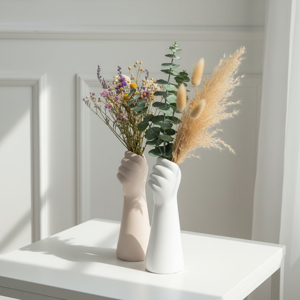 Vase Soliflore Sculptural Forme Main – Céramique Mate