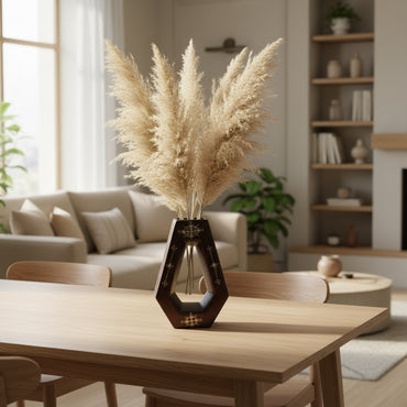 Vase Géométrique Berbère Trapèze en Terre Cuite Gravée – Design Unique
