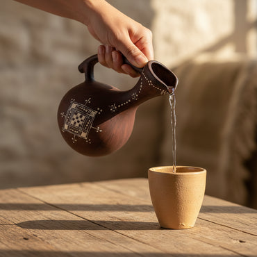Vase Pichet Berbère Artisanal en Terre Cuite Gravée – Design Élégant