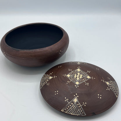 Boîte à Bijoux Berbère Artisanale avec Couvercle en Terre Cuite