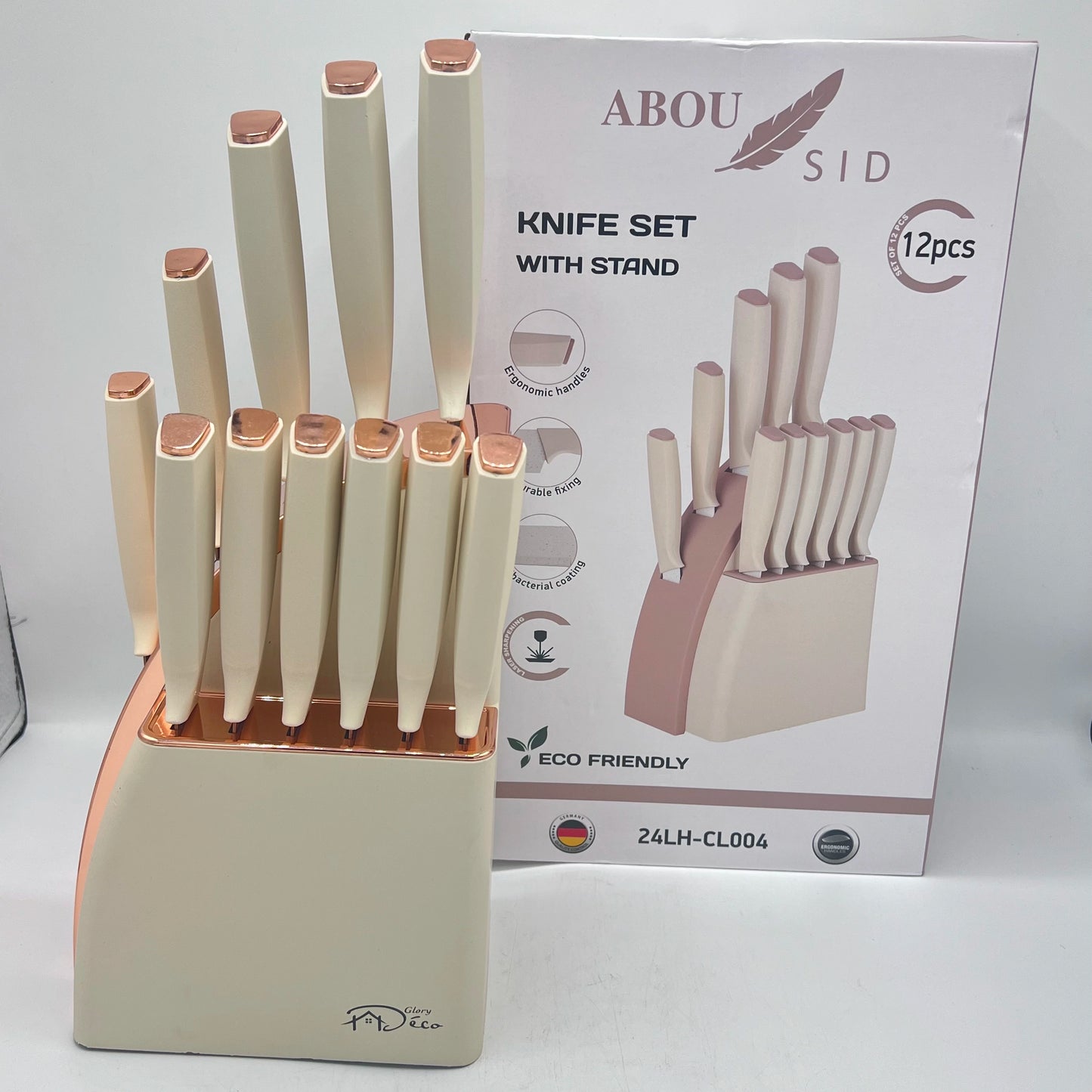 Set de 12 Couteaux de Cuisine avec Bloc Support Abousid – Design Élégant et Ergonomique