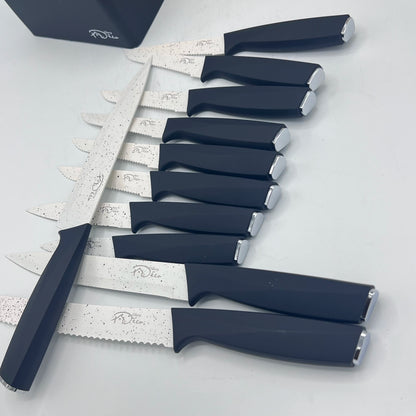 Set de 12 Couteaux de Cuisine avec Bloc Support Abousid – Design Élégant et Ergonomique