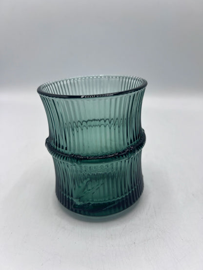 Set de 4 Gobelets en Verre Canelé Vert Style Bambou – Design Élégant