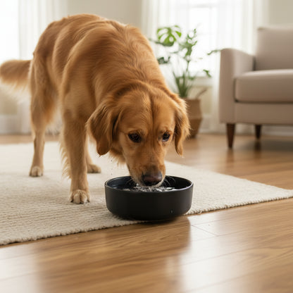 Bol / Assiette en Céramique Noire Motifs Chiens