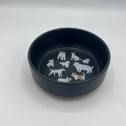 Bol / Assiette en Céramique Noire Motifs Chiens