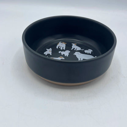 Bol / Assiette en Céramique Noire Motifs Chiens