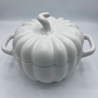 Soupière en Céramique Blanche Design Citrouille