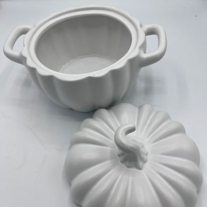 Soupière en Céramique Blanche Design Citrouille