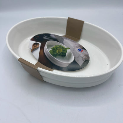 Plat Ovale en Céramique Blanche pour Four et Service