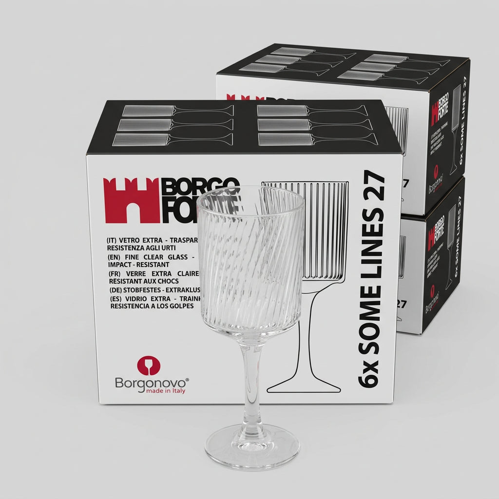 Verre à Pied Design "Borgo Forte" Borgonovo – Style Strié Rétro & Élégance Italienne