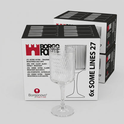 Verre à Pied Design "Borgo Forte" Borgonovo – Style Strié Rétro & Élégance Italienne