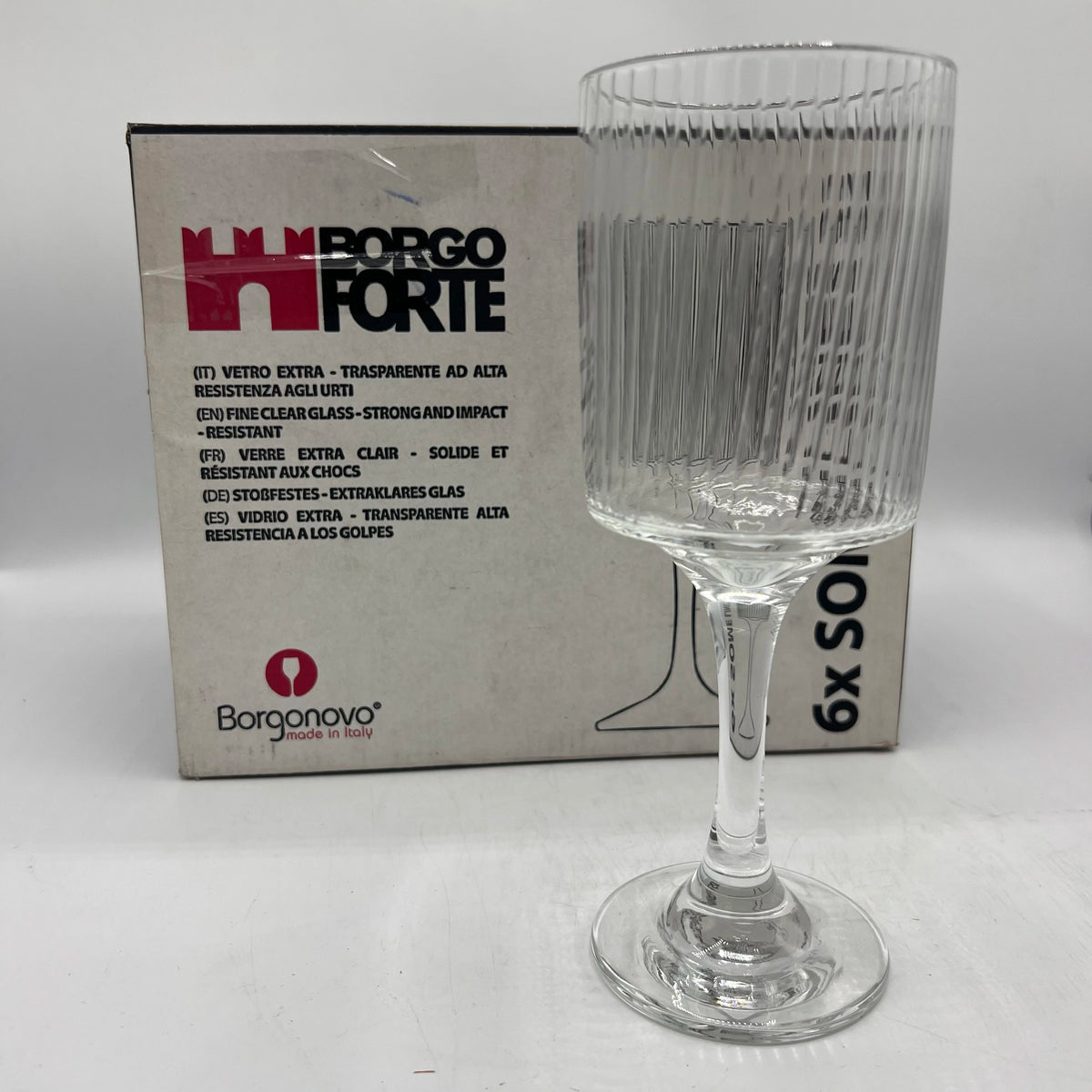 Lot de 6 Verres à Pied Striés "Borgo Forte" Borgonovo