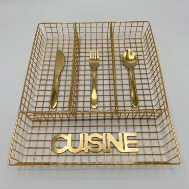 Range-Couverts en Métal Doré "Cuisine" – Organisateur de Tiroir Élégant et Tendance