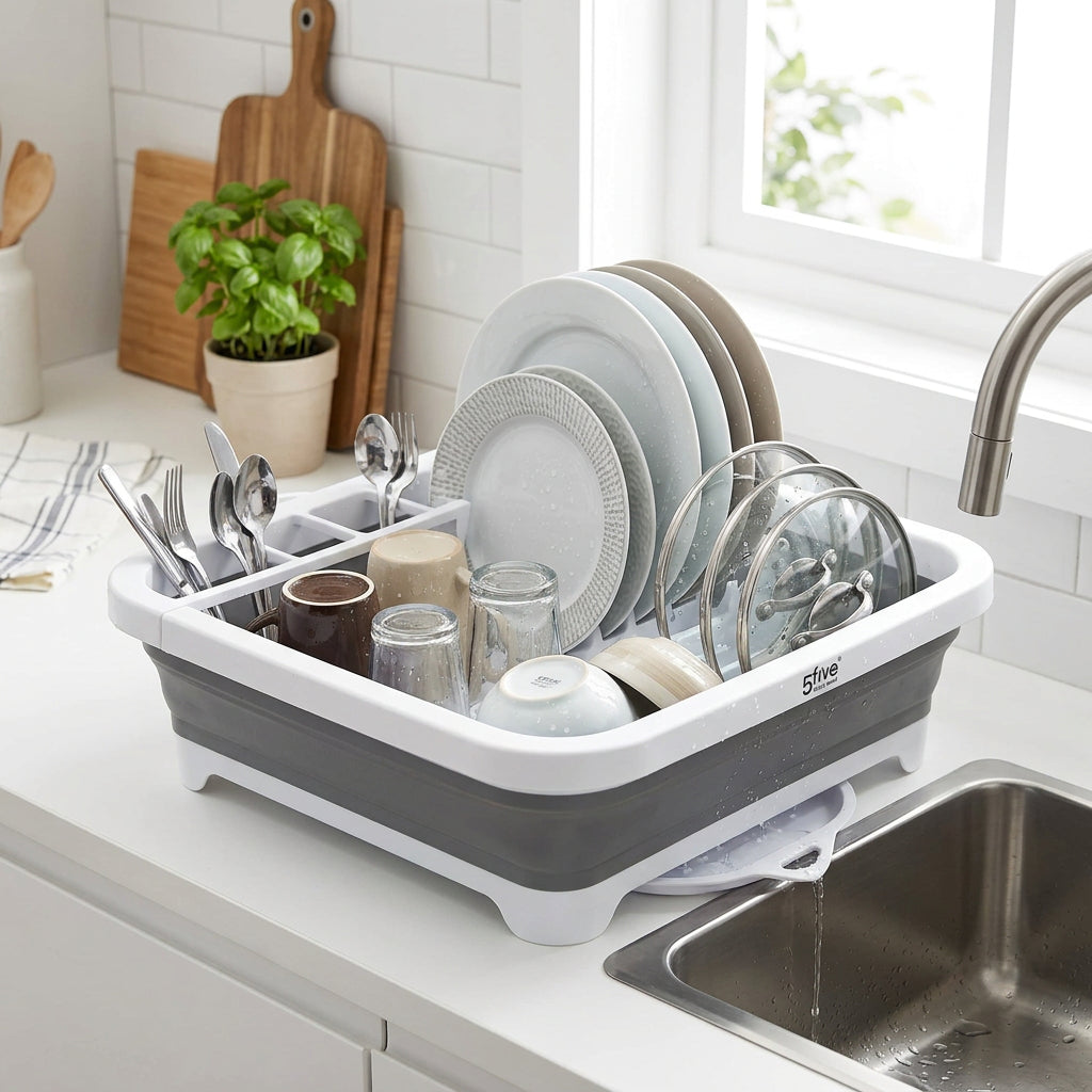 Égouttoir à Vaisselle Rétractable et Pliable "Gain de Place" - 5five Simply Smart  DESCRIPTION :