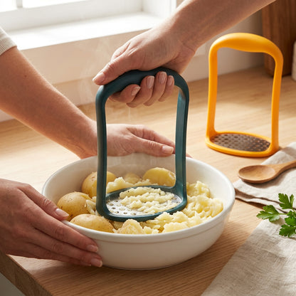 Presse-Purée Ergonomique en Inox et Silicone - Design Antidérapant