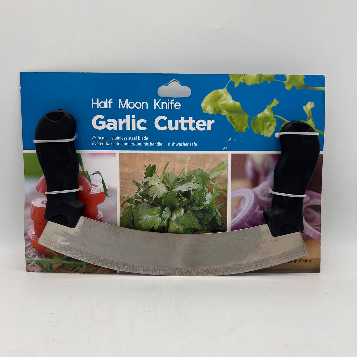 Couteau Demi-Lune "Garlic Cutter" - Hachoir Basculant Inox et Bakélite