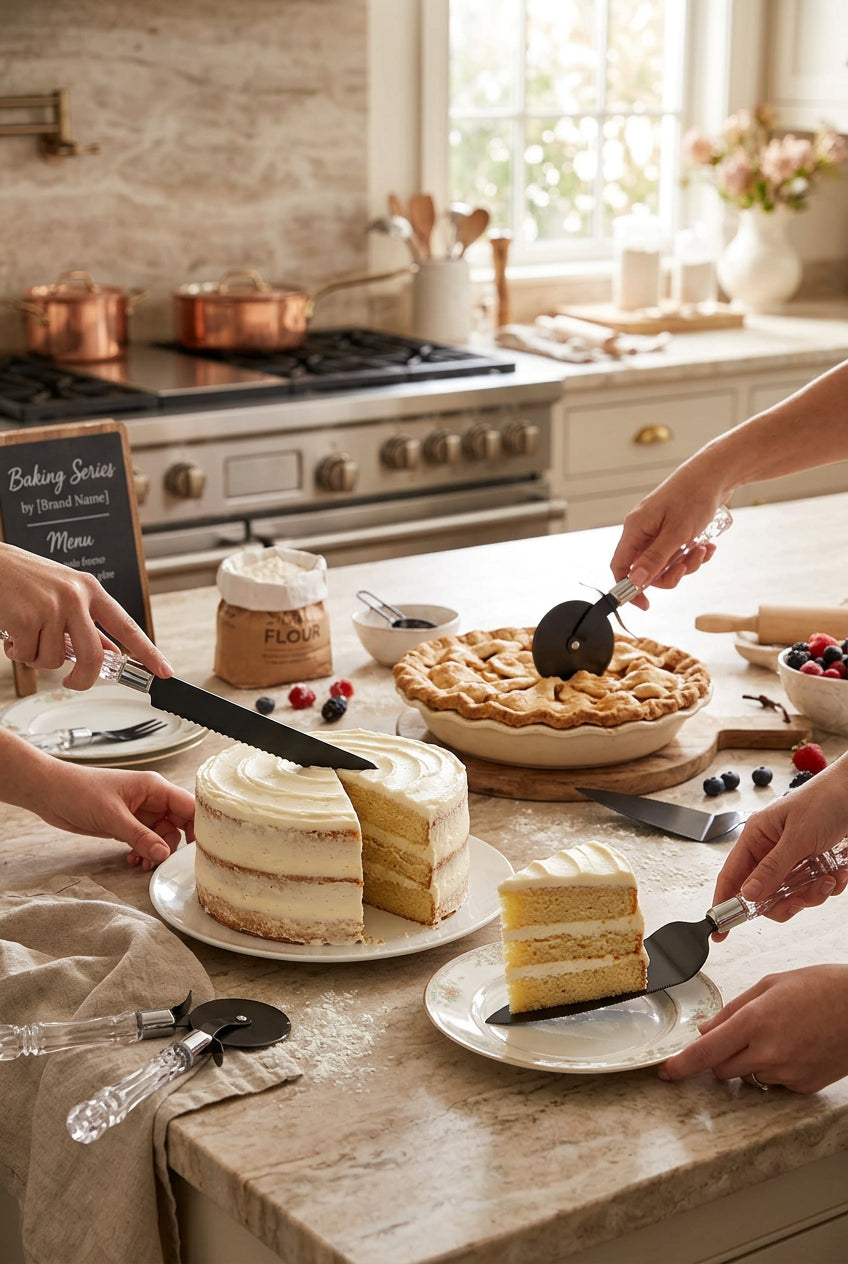 Set de Pâtisserie et Découpe "Baking Series" - Couteau à Gâteau, Pelle et Roulette en Inox