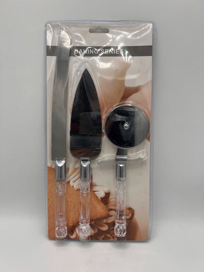 Set de Pâtisserie et Découpe "Baking Series" - Couteau à Gâteau, Pelle et Roulette en Inox