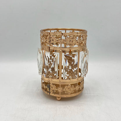 Pots Décoratifs en Cristal et Métal Doré - Style Luxueux