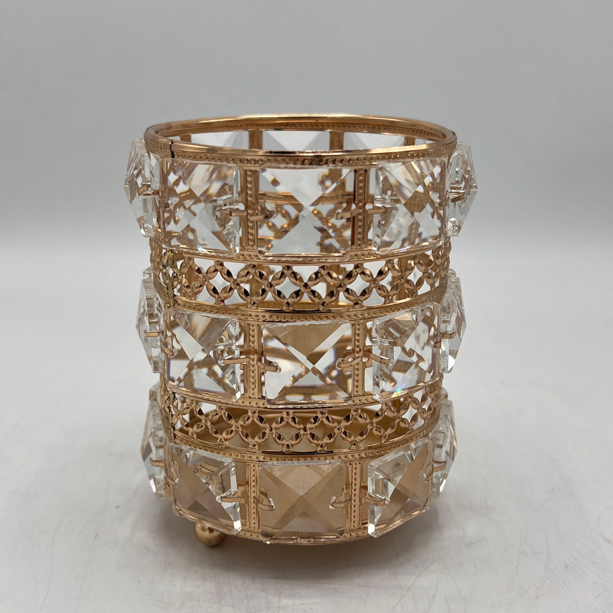 Pots Décoratifs en Cristal et Métal Doré - Style Luxueux