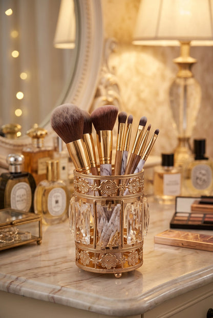 Pots Décoratifs en Cristal et Métal Doré - Style Luxueux