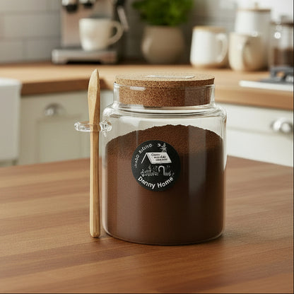 Bocal de Conservation en Verre avec Couvercle en Liège et Cuillère en Bois